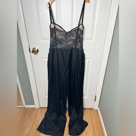 Katie May Black Tink Lace Bustier Sleeveless Wide Leg Jumpsuit XL - Picture 9 of 13